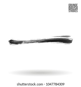 Grey  brush stroke and texture. Grunge vector abstract hand - painted element. Underline and border design.