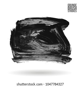 Grey  brush stroke and texture. Grunge vector abstract hand - painted element. Underline and border design.