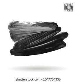 Grey  brush stroke and texture. Grunge vector abstract hand - painted element. Underline and border design.