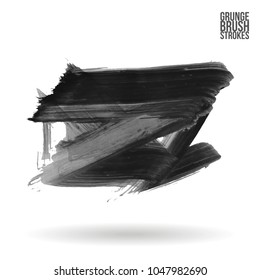 Grey  brush stroke and texture. Grunge vector abstract hand - painted element. Underline and border design.