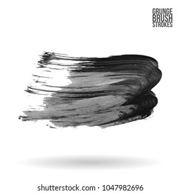 Grey  brush stroke and texture. Grunge vector abstract hand - painted element. Underline and border design.