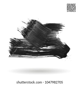 Grey  brush stroke and texture. Grunge vector abstract hand - painted element. Underline and border design.