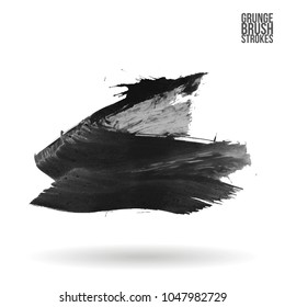 Grey  brush stroke and texture. Grunge vector abstract hand - painted element. Underline and border design.