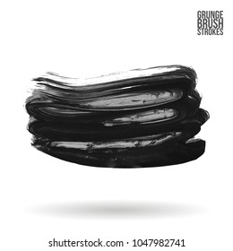 Grey  brush stroke and texture. Grunge vector abstract hand - painted element. Underline and border design.