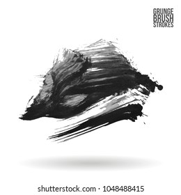 Grey  brush stroke and texture. Grunge vector abstract hand - painted element. Underline and border design.