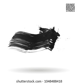 Grey  brush stroke and texture. Grunge vector abstract hand - painted element. Underline and border design.
