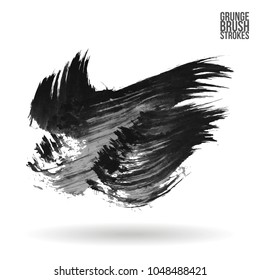 Grey  brush stroke and texture. Grunge vector abstract hand - painted element. Underline and border design.