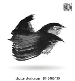 Grey  brush stroke and texture. Grunge vector abstract hand - painted element. Underline and border design.