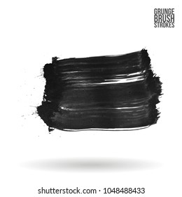 Grey  brush stroke and texture. Grunge vector abstract hand - painted element. Underline and border design.