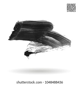Grey  brush stroke and texture. Grunge vector abstract hand - painted element. Underline and border design.