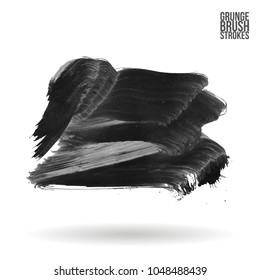 Grey  brush stroke and texture. Grunge vector abstract hand - painted element. Underline and border design.
