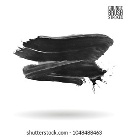 Grey  brush stroke and texture. Grunge vector abstract hand - painted element. Underline and border design.