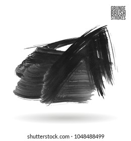 Grey  brush stroke and texture. Grunge vector abstract hand - painted element. Underline and border design.