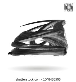 Grey  brush stroke and texture. Grunge vector abstract hand - painted element. Underline and border design.