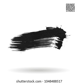 Grey  brush stroke and texture. Grunge vector abstract hand - painted element. Underline and border design.