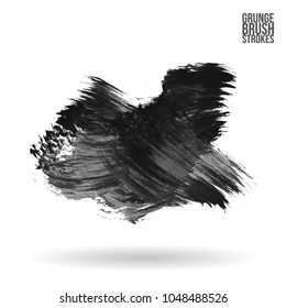 Grey  brush stroke and texture. Grunge vector abstract hand - painted element. Underline and border design.
