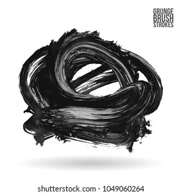 Grey brush stroke and texture. Grunge vector abstract hand - painted element. Underline and border design.