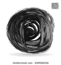 Grey brush stroke and texture. Grunge vector abstract hand - painted element. Underline and border design.