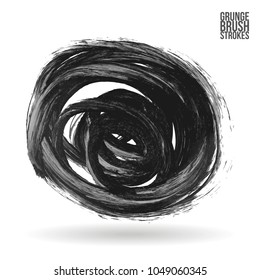 Grey brush stroke and texture. Grunge vector abstract hand - painted element. Underline and border design.