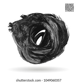 Grey brush stroke and texture. Grunge vector abstract hand - painted element. Underline and border design.