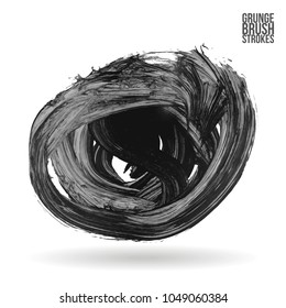 Grey brush stroke and texture. Grunge vector abstract hand - painted element. Underline and border design.
