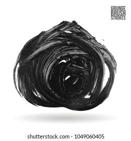 Grey brush stroke and texture. Grunge vector abstract hand - painted element. Underline and border design.