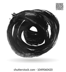 Grey brush stroke and texture. Grunge vector abstract hand - painted element. Underline and border design.