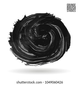 Grey brush stroke and texture. Grunge vector abstract hand - painted element. Underline and border design.