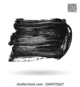 Grey brush stroke and texture. Grunge vector abstract hand - painted element. Underline and border design.