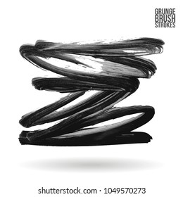 Grey brush stroke and texture. Grunge vector abstract hand - painted element. Underline and border design.