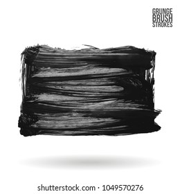 Grey brush stroke and texture. Grunge vector abstract hand - painted element. Underline and border design.