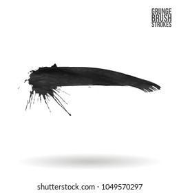 Grey brush stroke and texture. Grunge vector abstract hand - painted element. Underline and border design.