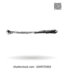Grey brush stroke and texture. Grunge vector abstract hand - painted element. Underline and border design.