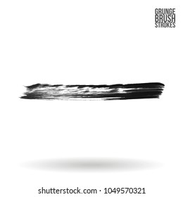 Grey brush stroke and texture. Grunge vector abstract hand - painted element. Underline and border design.