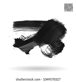 Grey brush stroke and texture. Grunge vector abstract hand - painted element. Underline and border design.
