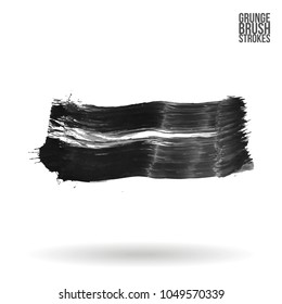 Grey brush stroke and texture. Grunge vector abstract hand - painted element. Underline and border design.
