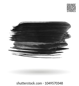 Grey brush stroke and texture. Grunge vector abstract hand - painted element. Underline and border design.