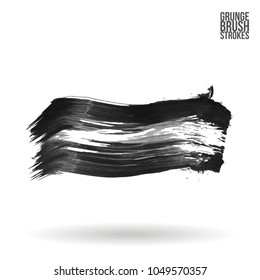 Grey brush stroke and texture. Grunge vector abstract hand - painted element. Underline and border design.