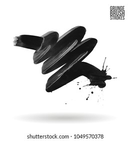 Grey brush stroke and texture. Grunge vector abstract hand - painted element. Underline and border design.