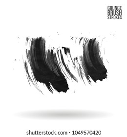 Grey brush stroke and texture. Grunge vector abstract hand - painted element. Underline and border design.