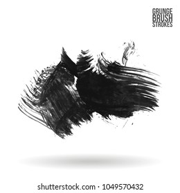 Grey brush stroke and texture. Grunge vector abstract hand - painted element. Underline and border design.
