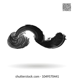 Grey brush stroke and texture. Grunge vector abstract hand - painted element. Underline and border design.