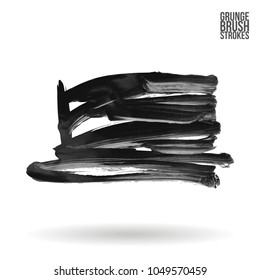 Grey brush stroke and texture. Grunge vector abstract hand - painted element. Underline and border design.