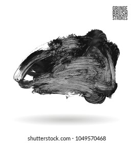 Grey brush stroke and texture. Grunge vector abstract hand - painted element. Underline and border design.