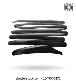 Grey brush stroke and texture. Grunge vector abstract hand - painted element. Underline and border design.