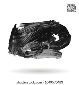 Grey brush stroke and texture. Grunge vector abstract hand - painted element. Underline and border design.