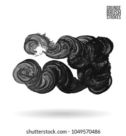 Grey brush stroke and texture. Grunge vector abstract hand - painted element. Underline and border design.