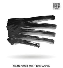 Grey brush stroke and texture. Grunge vector abstract hand - painted element. Underline and border design.