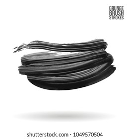 Grey brush stroke and texture. Grunge vector abstract hand - painted element. Underline and border design.