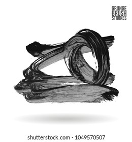 Grey brush stroke and texture. Grunge vector abstract hand - painted element. Underline and border design.